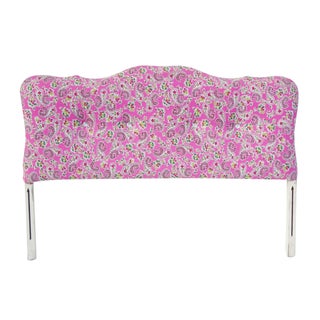 Rhinestone Buttoned Pink Paisley Full Headboard For Sale