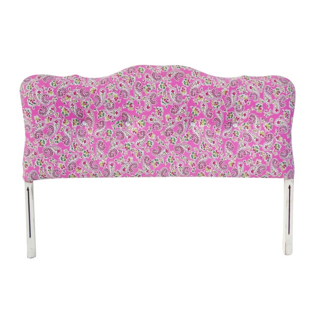 Rhinestone Buttoned Pink Paisley Full Headboard Chairish