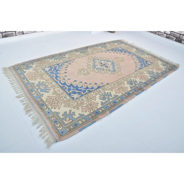 Pink 1960s Pastel Vintage Modern Decor Turkish Oushak Rug For Sale - Image 8 of 11