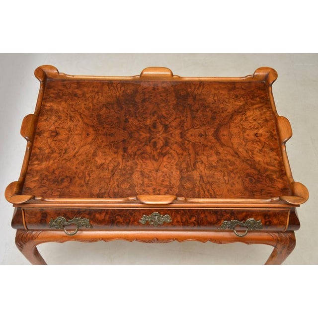 Wood Vintage Side Table in Burr Walnut, 1920s For Sale - Image 7 of 13