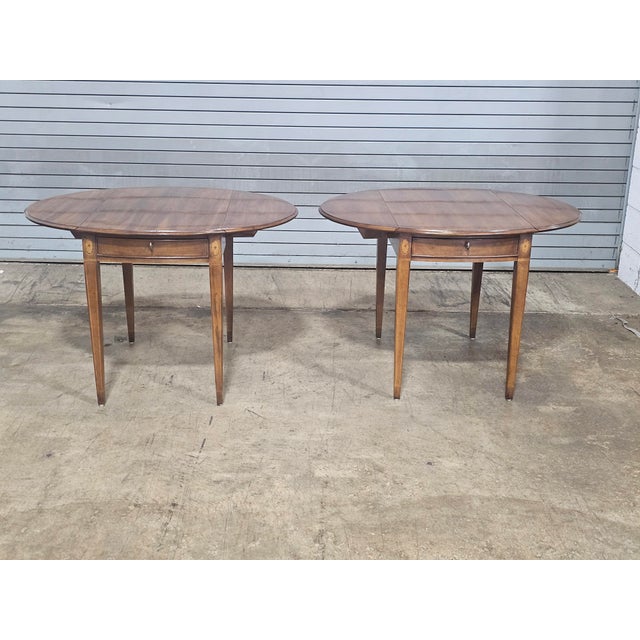 Wood Late 20th Century Pair of Henredon Mahogany Pembroke Tables Inlays For Sale - Image 7 of 13