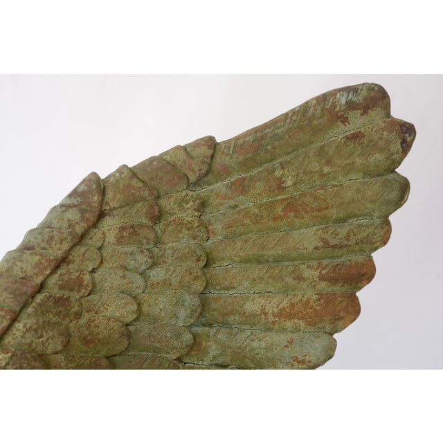 2000 - 2009 Large Rustic Verdigris Wing Sculpture on Stand For Sale - Image 5 of 12