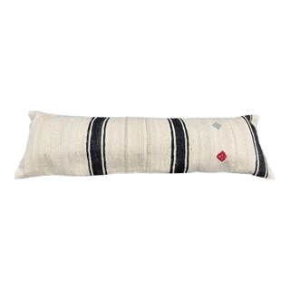Turkish Hemp Pillow Cushion Natural Beige BlackCushion Cover 14x45 For Sale