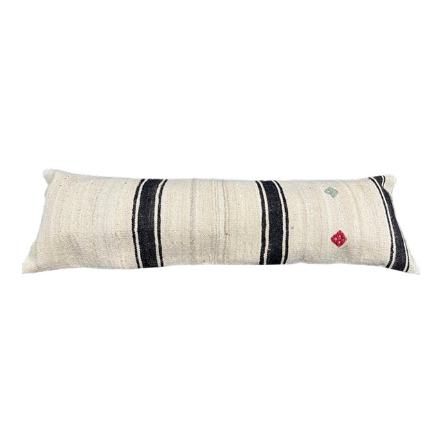 Turkish Hemp Pillow Cushion Natural Beige BlackCushion Cover 14x45 For Sale