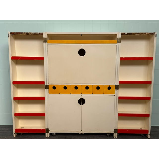 Mid-Century Modern Vintage Italian Handcrafted Folding Bar Cabinet, 1960s For Sale - Image 3 of 18