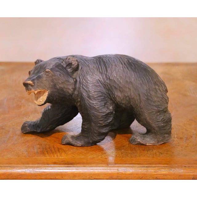 Mid-Century Asian Hand-Carved Walnut Bear Sculpture Signed For Sale In Dallas - Image 6 of 9