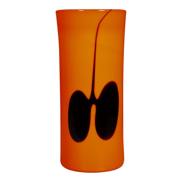 Heikki Orvola for Nuutajarvi Nottsjo Red and Black Art Glass Vase c.1960s For Sale