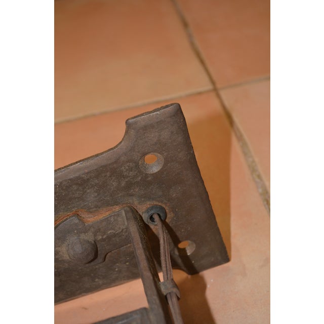 1910s Arts & Crafts Brown Cast Iron / Metal & Slag Glass Hanging Swag Light W/Plug Gothic For Sale - Image 10 of 18