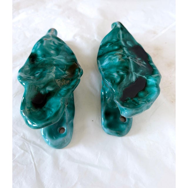 Teal Handcrafted Teal Enameled Door Handles by Gabbianelli, 1950s, Set of 2 For Sale - Image 8 of 18