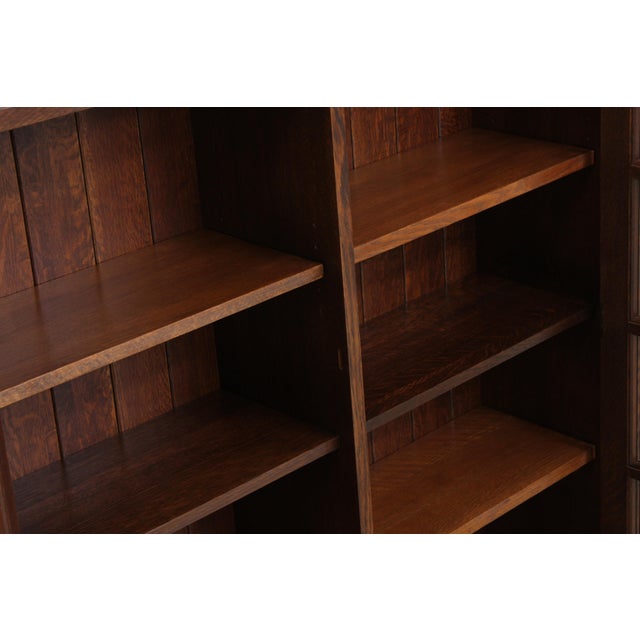 1990s Stickley Arts & Crafts Mission Oak 3 Door Bookcase For Sale - Image 5 of 18