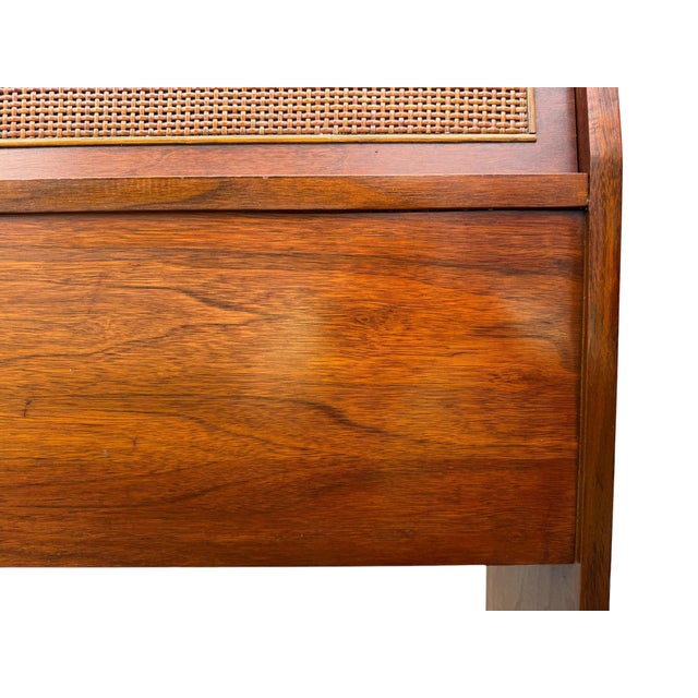Mainline by Hooker Mid-Century Mainline by Hooker Walnut & Cane Bookcase Headboard, 1957 For Sale - Image 4 of 15