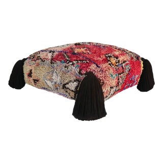 Abstract Berber Wool Pouf For Sale