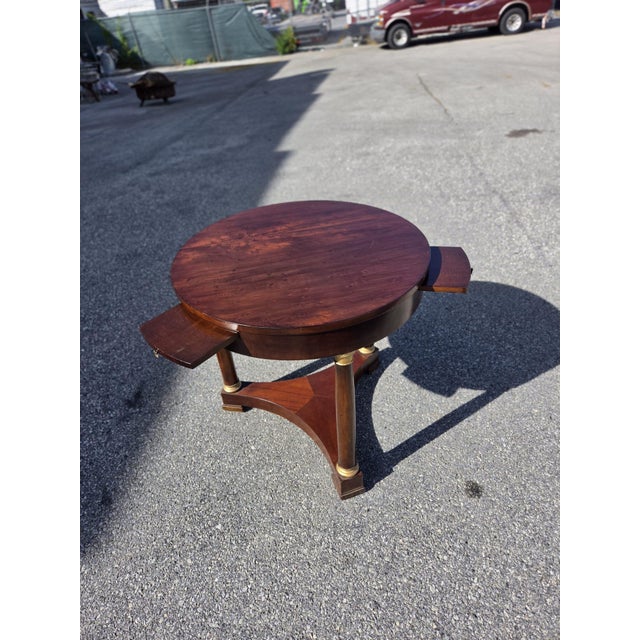 Irwin Feld Design 21st Century French Empire Plum Mahogany Round Table. For Sale - Image 4 of 16