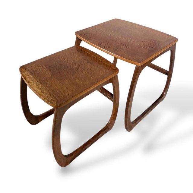Wood Mid-Century Curved Teak Nesting Tables from Nathan, Set of 2 For Sale - Image 7 of 7