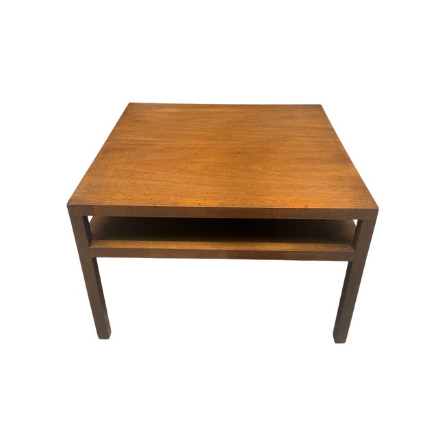 Mid-Century John Widdicomb Walnut Square Cocktail Table With Open Shelf For Sale - Image 14 of 18