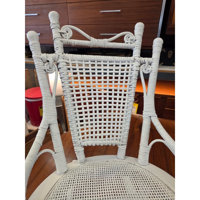 Wood 1890s Victorian Childs Rattan Wicker Rocking Chair For Sale - Image 7 of 9
