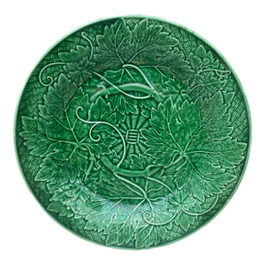 19th Century Green Majolica Leaves Plate Wedgwood