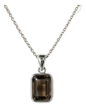 Smoky Topaz Emerald Cut Pendant, Bezel Setting Stackable Pendant