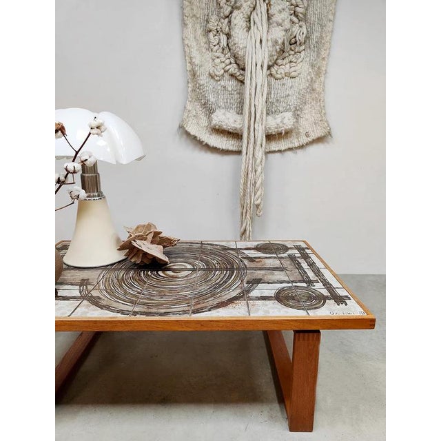 Vintage Danish Teak and Ceramic Coffee Table from Salontafel Keramiek Ox-Art Trioh, 1970s For Sale - Image 6 of 9