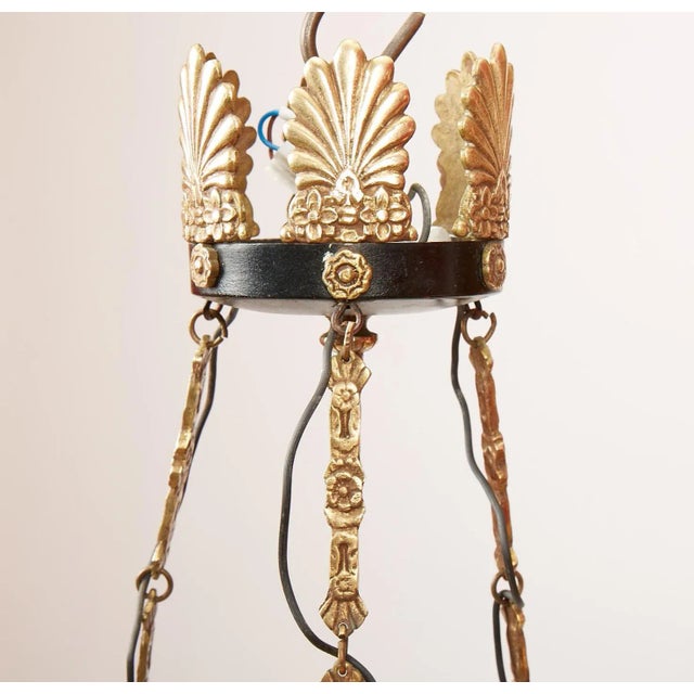 Metal Antique Brass Chandelier For Sale - Image 7 of 9