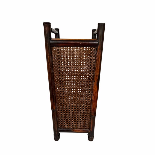 Farmhouse Vintage Bamboo and Cane Umbrella Stand For Sale - Image 3 of 7