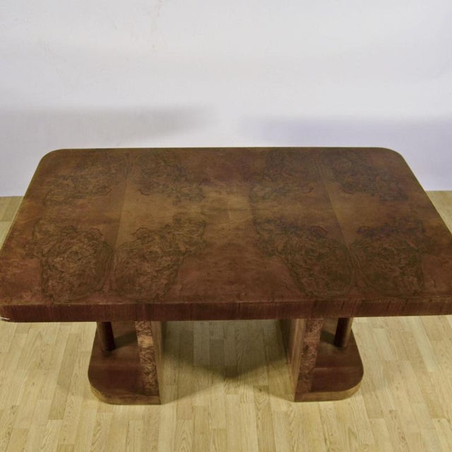 Wood Art Deco Table in Elm Burl and Mahogany, 1930s For Sale - Image 7 of 18