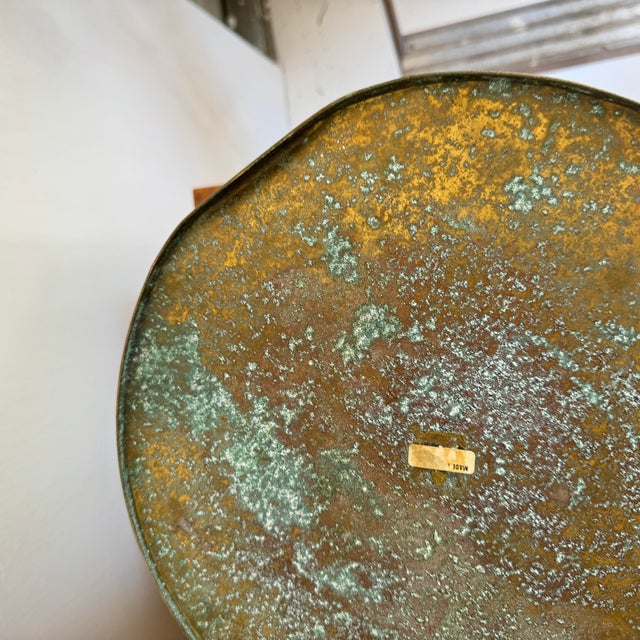 Metal Traditional Hammered Copper Banded Brass Planter or Wastebasket For Sale - Image 7 of 12