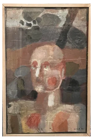 Self-Portrait, 1963, Oil on Paper, Framed
