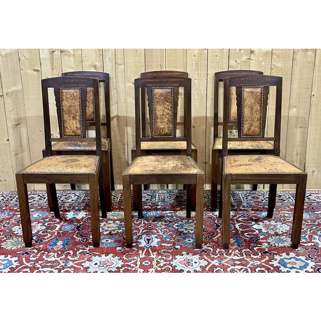Art Deco Chairs in Mahogany and Leather, 1930s, Set of 6 For Sale - Image 18 of 18