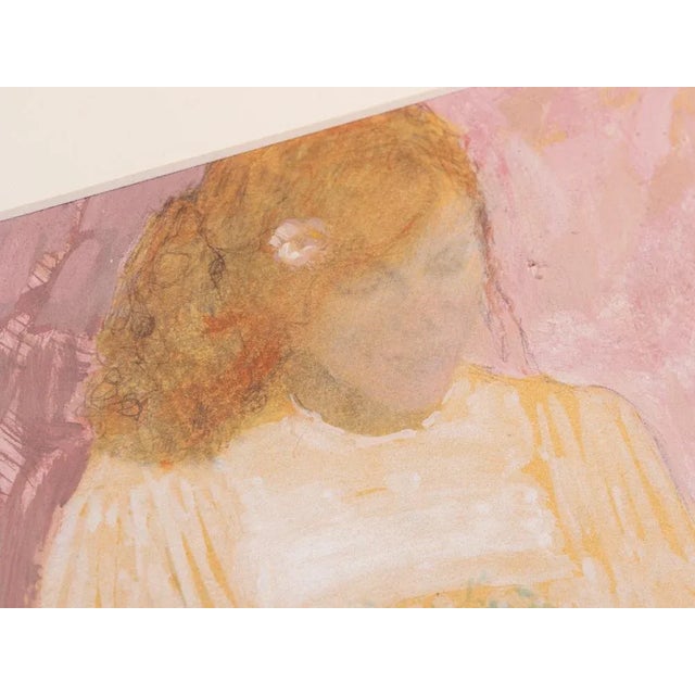 1970s Lady with Flowers, Gouache on Cardboard, Framed For Sale - Image 5 of 10