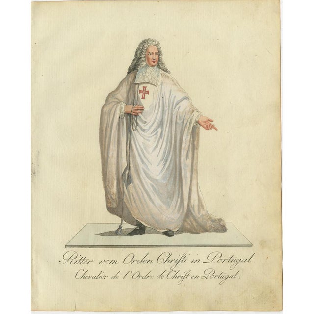 Late 18th Century Schwan, Knight of the Order of Christ in Portugal, 18th Century, Hand-Colored Engraving For Sale - Image 5 of 6