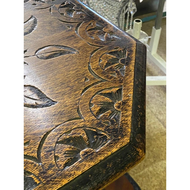 Brown 19th Century English Gypsy Side Table Carved & Turned For Sale - Image 8 of 13