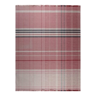 Pink Plaid Flatweave Wool Rug 9x12 For Sale