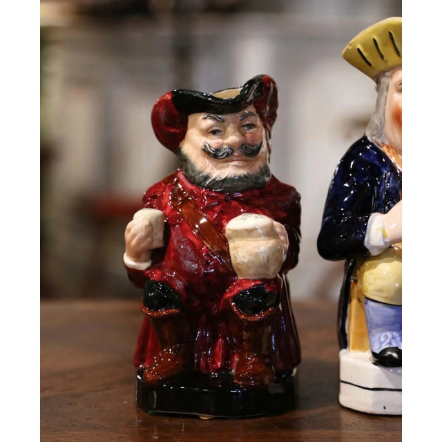 19th Century English and French Majolica Figural Pitchers, Set of 3 For Sale - Image 4 of 13