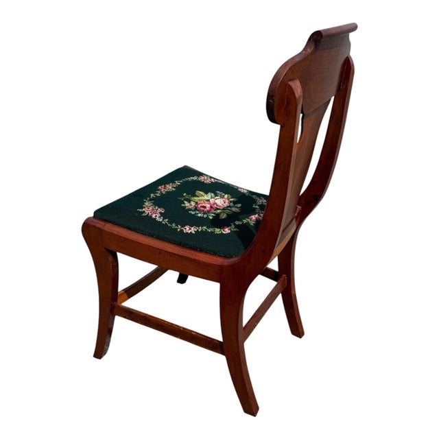 Brown 1940s Flame Mahogany Empire Side Chair With Needlepoint Seat For Sale - Image 8 of 16
