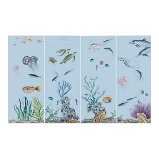 Wonder of the Deep, Wallpaper, a Set of 4 Panels Wallpaper for Kids Room For Sale