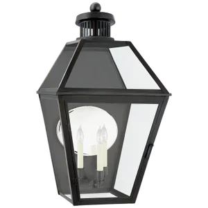 Chapman & Myers for Visual Comfort Signature Stratford Large 3/4 Wall Lantern in Blackened Copper with Clear Glass