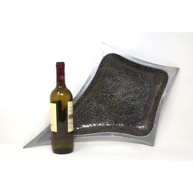 Metal Vintage Brutalist Star-Shaped Cast Aluminum Large Decorative Bowl For Sale - Image 7 of 8