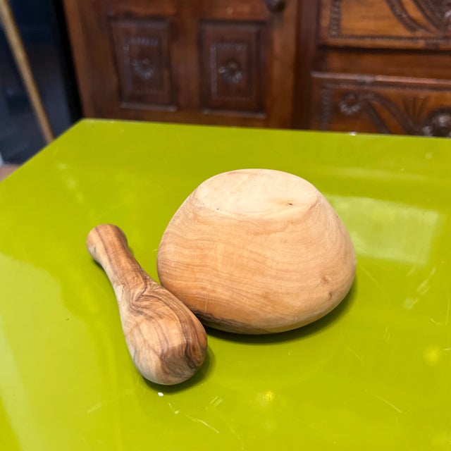 French 1970s Wooden Mortar and Pestle - Set of 2 For Sale - Image 3 of 5