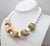 American Vintage 1980s Signed Les Bernard Goldtone White Beaded Necklace For Sale - Image 3 of 7