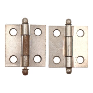 Pair of Vintage 1.375 X 1.5 In. Steel Right Hand Cabinet Door Hinges For Sale