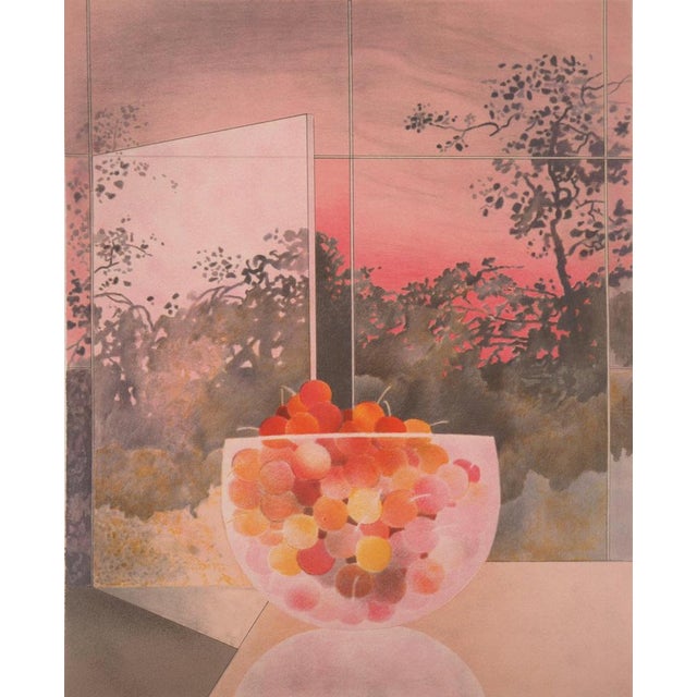 Pierre GARCIA-FONS (1928-2016) Cherries by the Open Window Original color lithograph Signed in pencil Marked as Artist's...