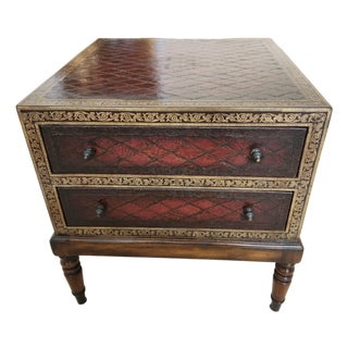 Late 20th Century Woven Treasures Leather-Covered End Table – Theodore Alexander For Sale