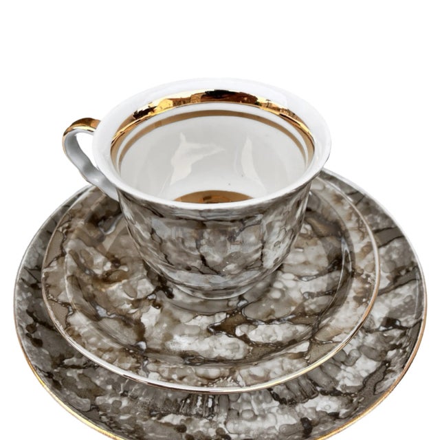 1970s Marbled Breakfast Set, Wałbrzych, Poland, 1970s. For Sale - Image 5 of 7