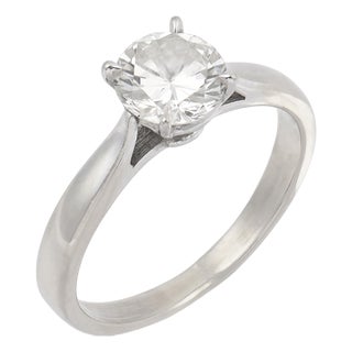 Vintage 1.30 Carat Diamond 14k White Gold Engagement Ring, Size 8 For Sale