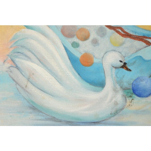 1950s Vintage Mid Century Bubble Bath Boy Surrealist Art Painting For Sale - Image 5 of 10
