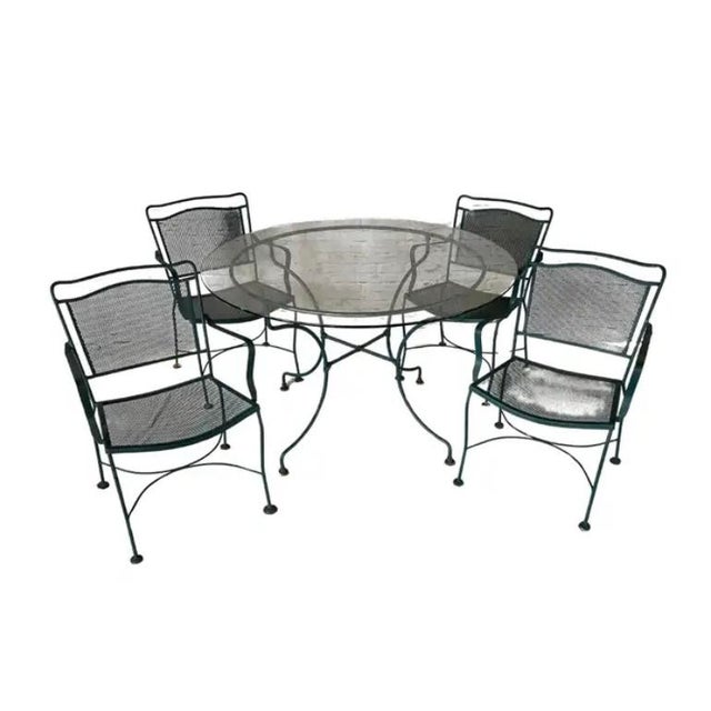 Metal Wrought Iron Patio Table and Four Chairs, a Five Piece Set For Sale - Image 7 of 13