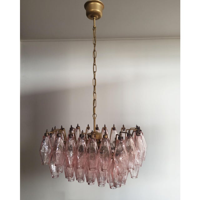 Glass Murano Poliedri Chandelier with Pink Glasses from Carlo Scarpa, 1990s For Sale - Image 7 of 18