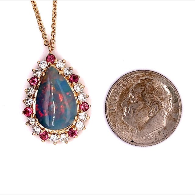 Australian Black Opal & Diamond Pendant 18" 14k Y Gold 4.45 TCW GIA Certified $7,950 212090 MADE IN ITALY This magnificent...