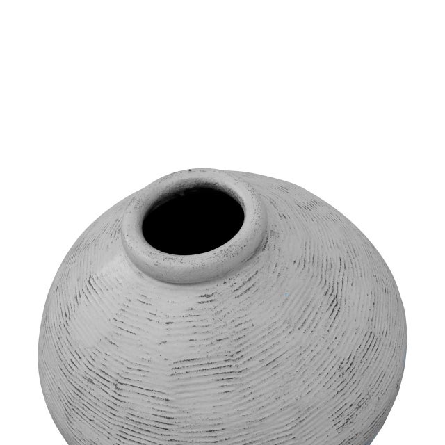 Farmhouse Vintage Tapered Wine Jar With Faded White Paint From China For Sale - Image 3 of 5